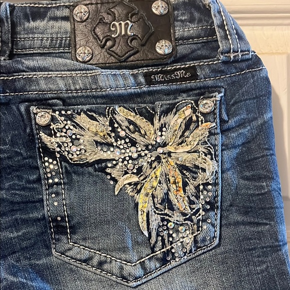 Miss Me Blue Skinny Jeans with Distressed Details - Picture 4 of 13